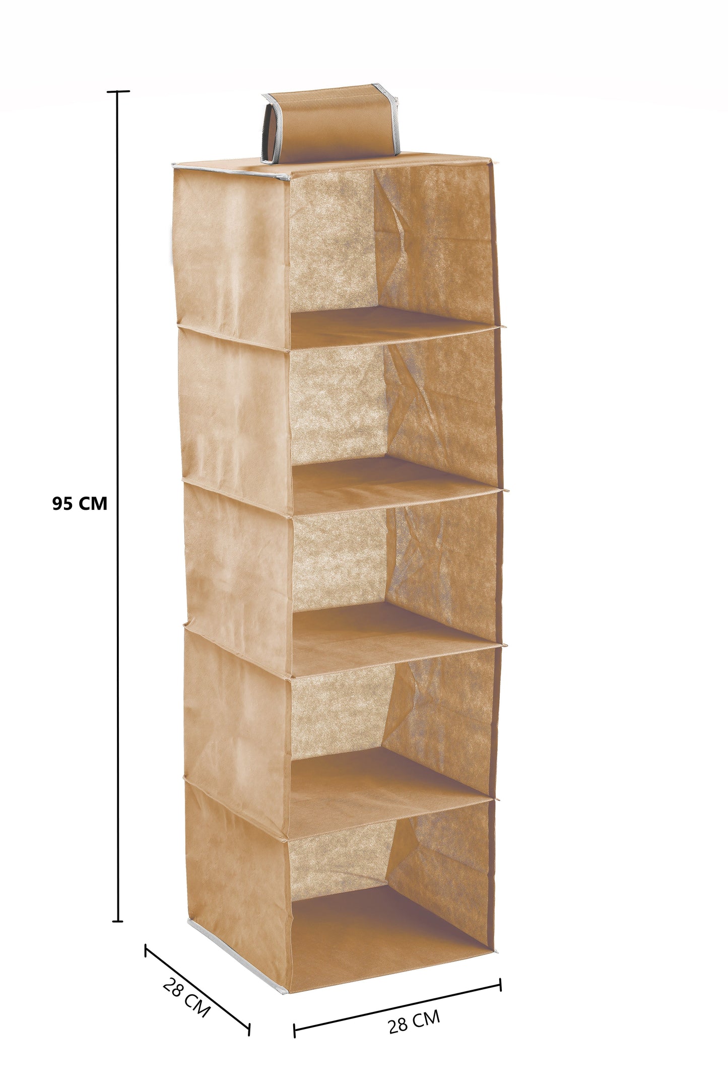 3 Pack 5-Tier Shelf Hanging Closet Organizer and Storage for Clothes (Beige)-1978962242703593480