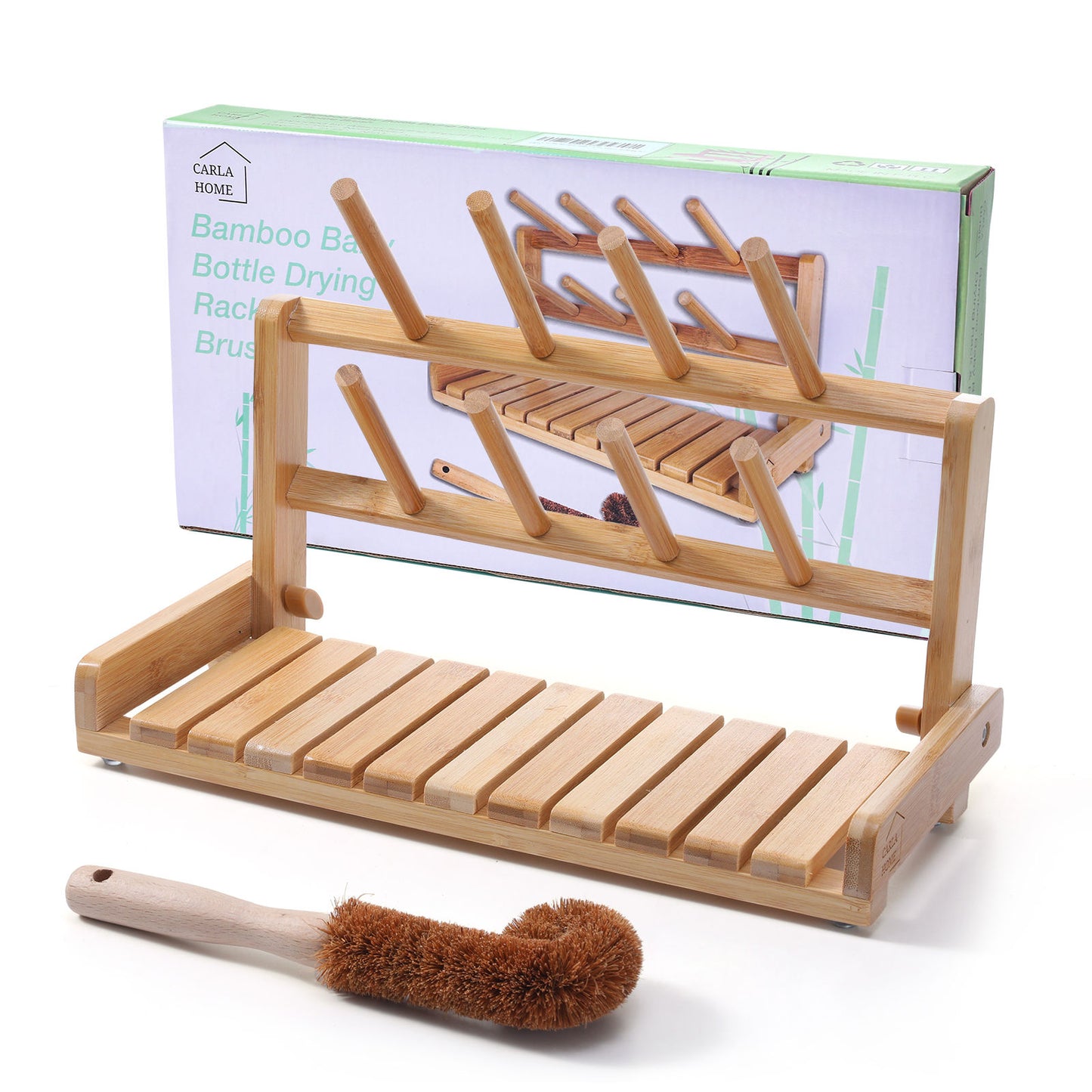 CARLA HOME Portable Bamboo Baby Bottle Drying Rack-1978962245064986624
