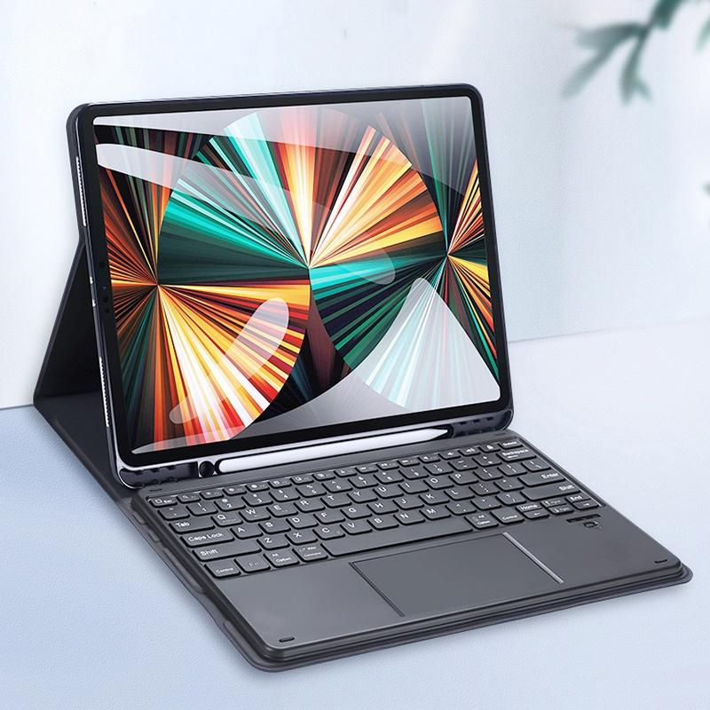 12.9 Ipad Pro Leather Case With Bluetooth Keyboard & Touchpad - Black-1915196648724762624