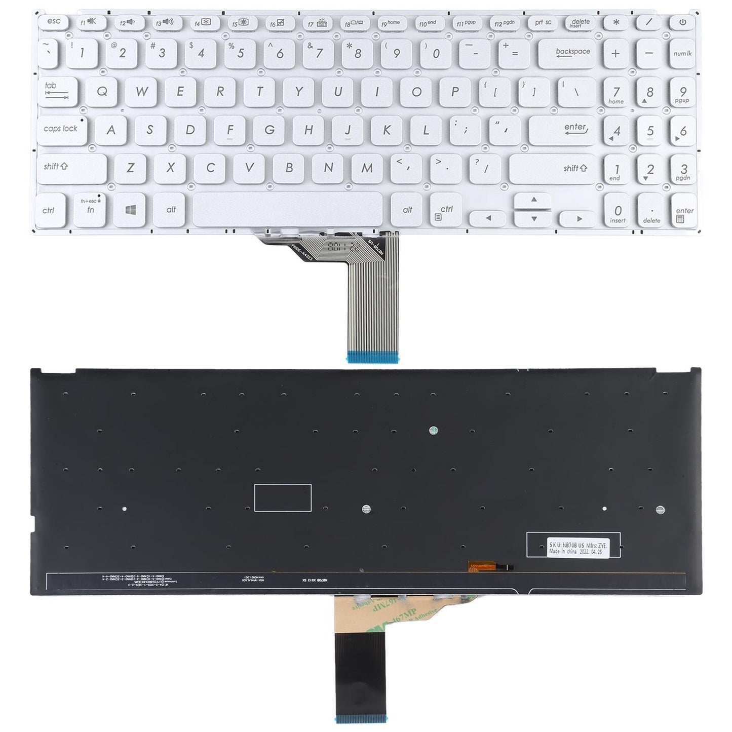 Us Keyboard With Backlight For Asus Vivobook X512 - Silver-1915196596845416448
