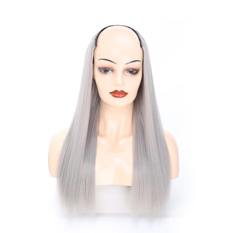 14 Long U-Shaped Half Wig For Straight Hair In Grandma Gray - Us 0906-1915197544430964736