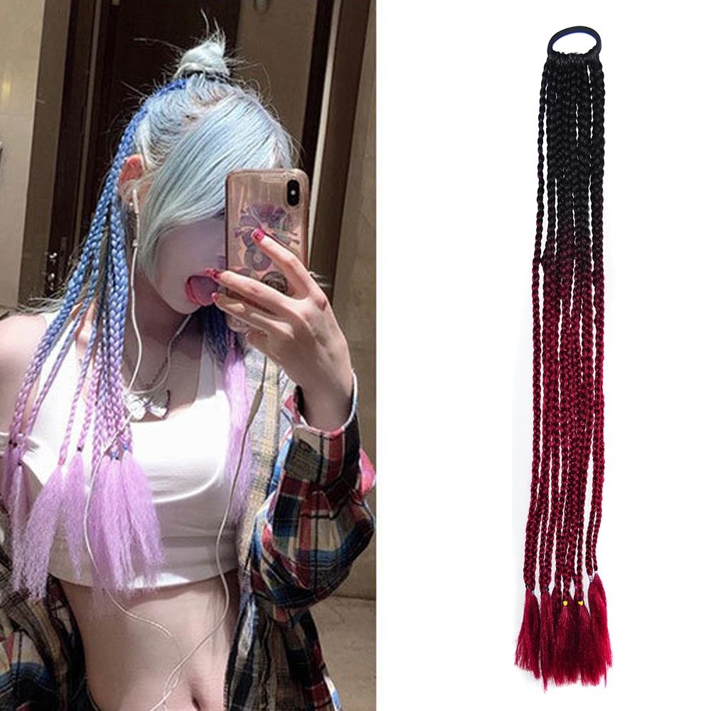 Vibrant Braid Hair Band With Corn Silk Dreadlocks And Ponytail - Colour 08-1915197640086261760