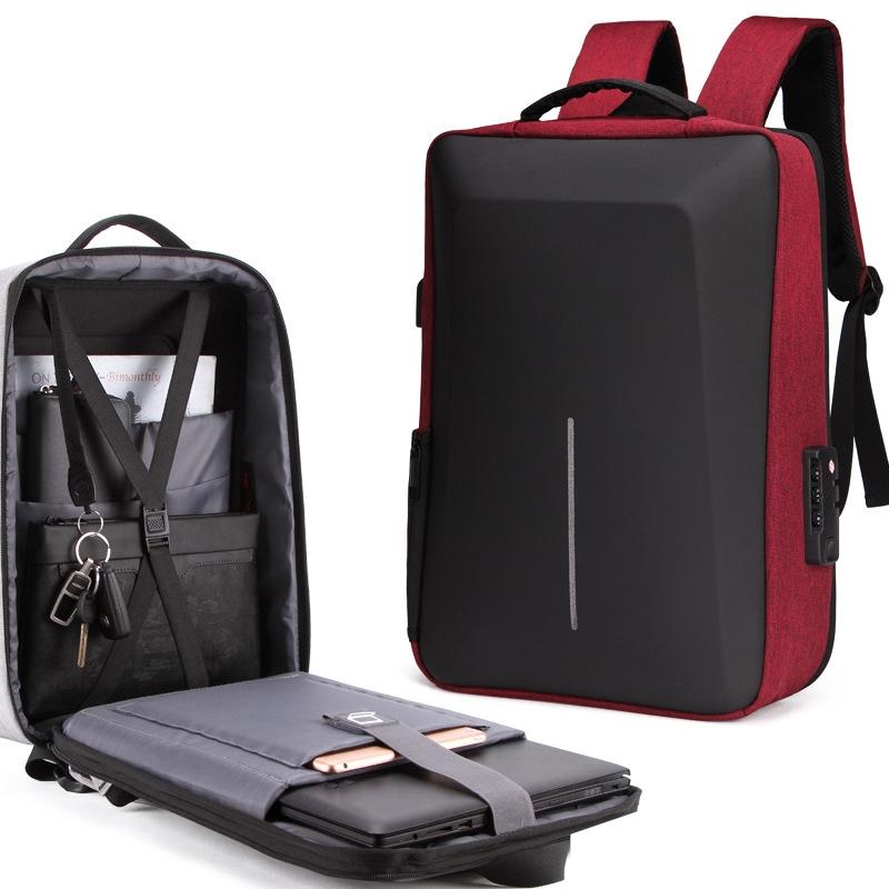 Anti-Theft Hard Shell Backpack For Men With Alloy Frame - Red-1915197811096424448