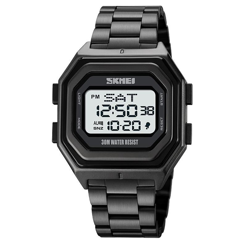 Multi-Functional Outdoor Men Watch With Electronic Timing And Steel Band-1915197951064543232