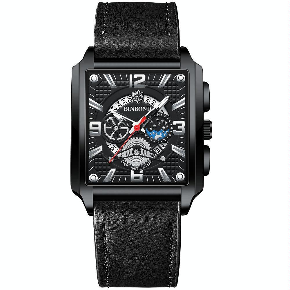 Vintage Square Men Quartz Watch With Multifunction And Luminous Display-1915197034101608448