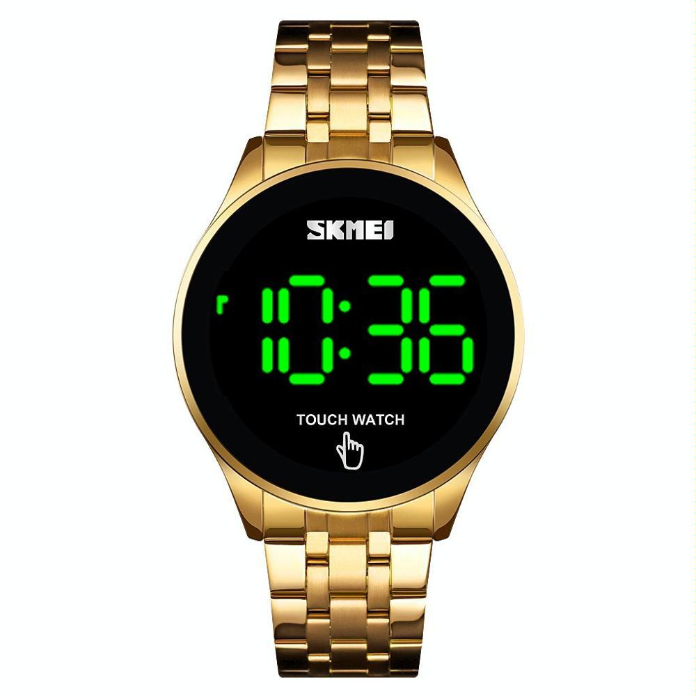 Stainless Steel Led Touch Watch - Gold Simple & Luminous-1915198133655179264