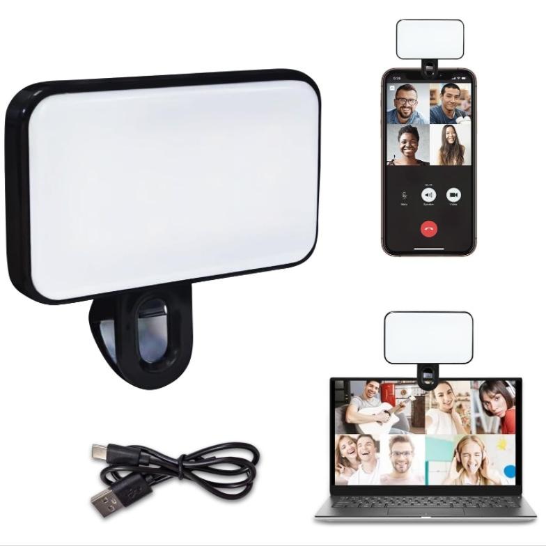 Rechargeable Selfie Light For Phone Laptop Tablet - Black-1943465051562315776