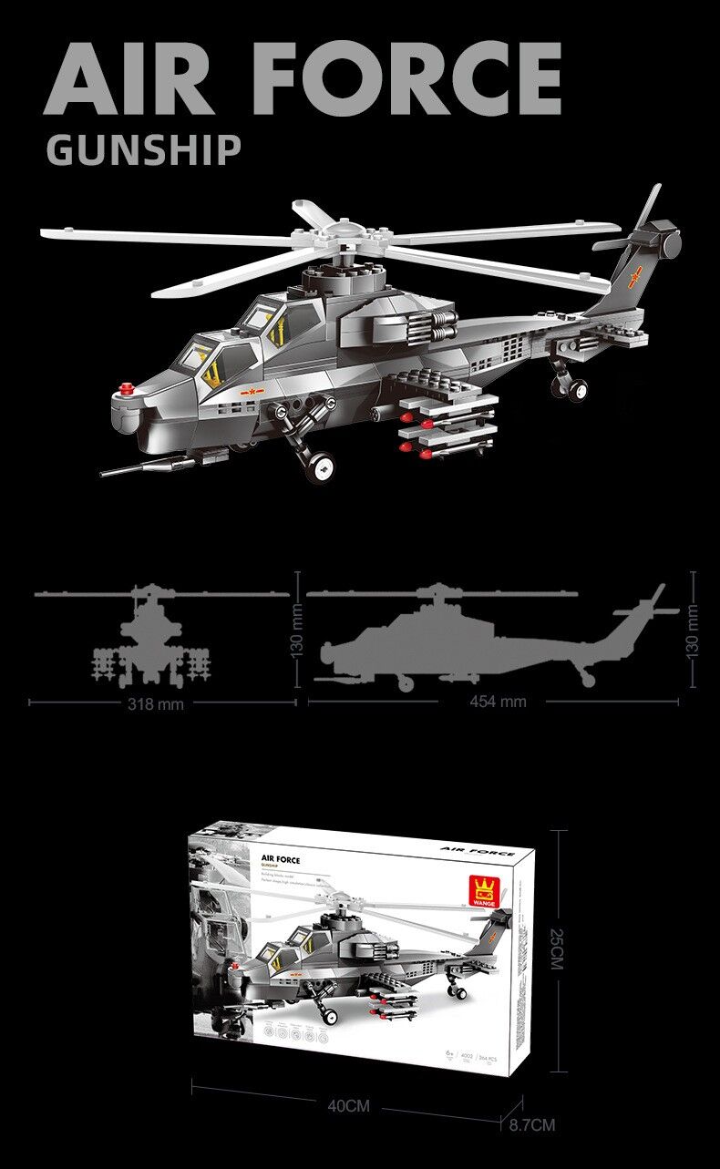 Christmas gift WZ-10 Attack Helicopter Building Blocks Set, 264 Pieces Military Model Kit for Kids Aged 6+ & Enthusiasts(WZ10 helicopter gunship)