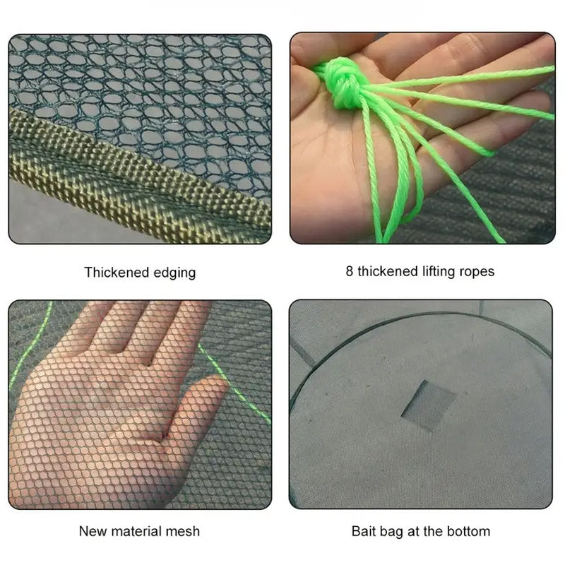 Open Folding Fishing Net Round Fishnet Portable Fish Pocket for Outdoor Angling - 80cm
