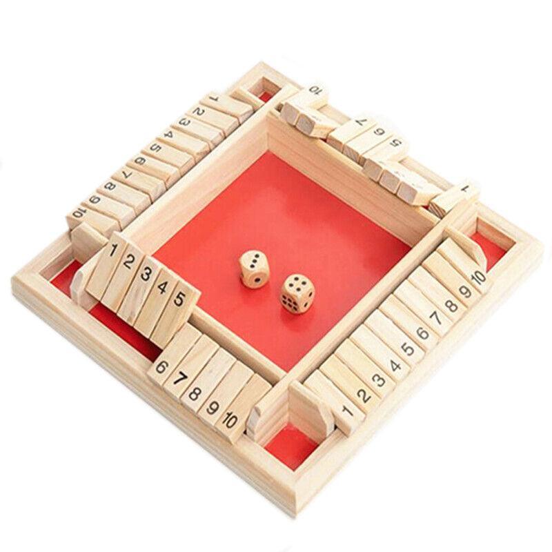 Shut The Box Game Wooden Board Number Drinking Dice Toy Family Traditional Au Dm - Red #1