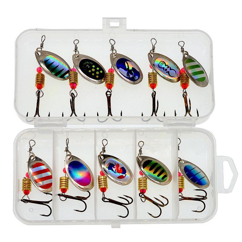 10/16PCS Fishing Lure Spinners Baits Spoon Set with Tackle Bag Trout Bass Tackle - A(16PCS)