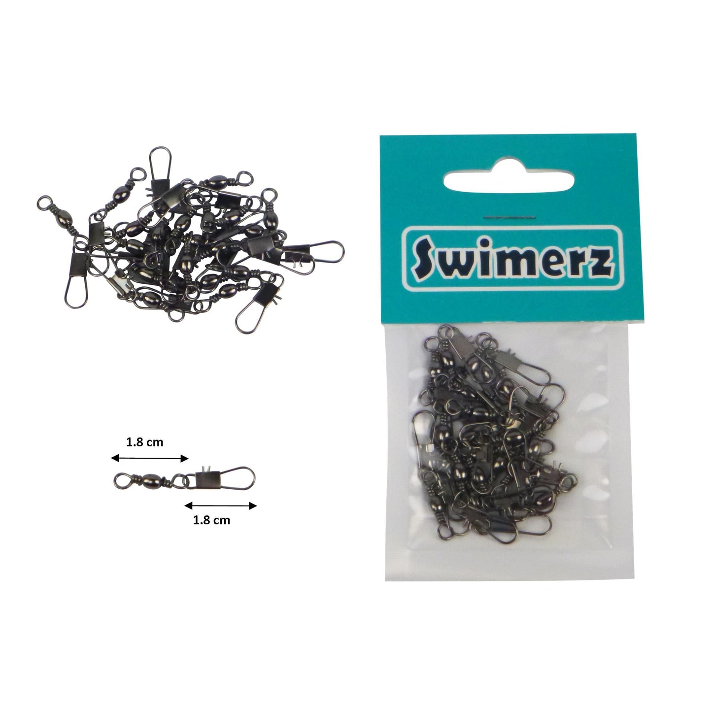 Swimerz Barrel Swivel w Interlock Snap, Size 8, 20 pack