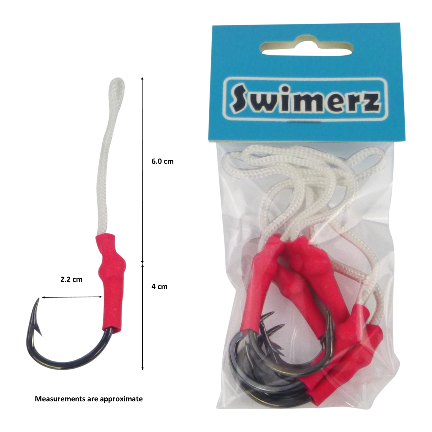 Swimerz 5/0 Single Assist Hooks, 6 pack
