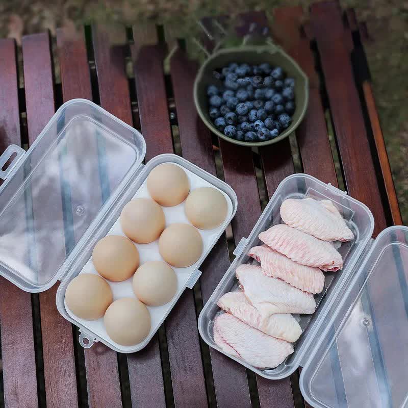 4 Pack Portable 8-Grid Shockproof Eggs Box With Egg Holder- Clear PP Plastic Storage Box, Secure Lock, Anti-Shock Tray for Outdoor Camping Picnic