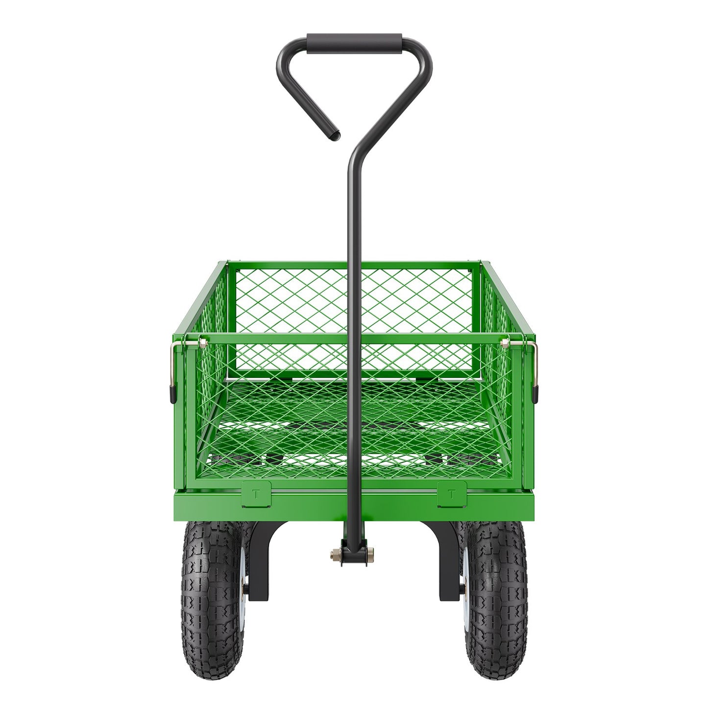 VEVOR 900 Lbs Steel Garden Cart on Wheels, Heavy Duty Pullable Garden Wagon Yard Cart, Outdoor Metal Utility Wagon with 10" Tires and Mesh Removable Sides(Convert to Flatbed), and 180°Rotating Handle