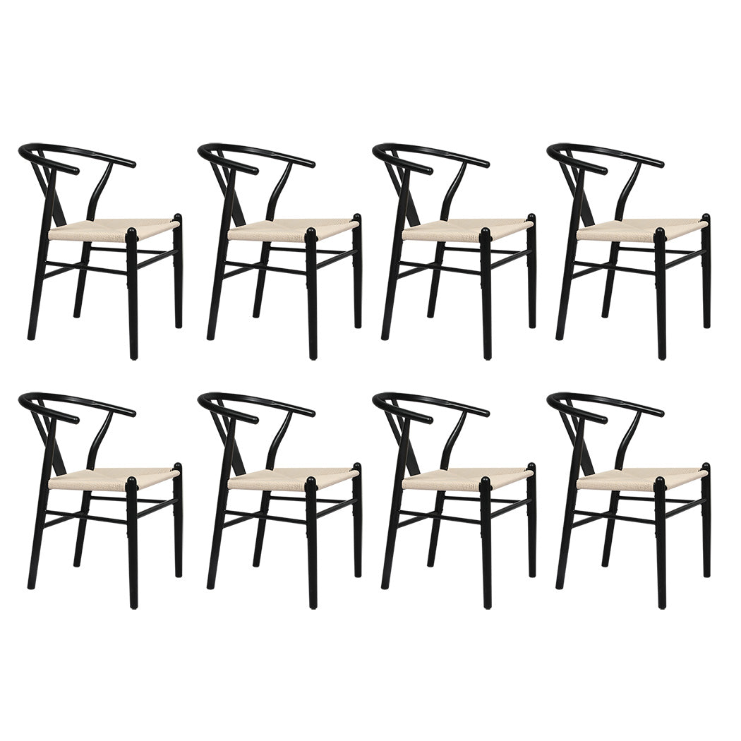 Levede 8x Dining Chairs Wooden Hans Black-1975420353857589248