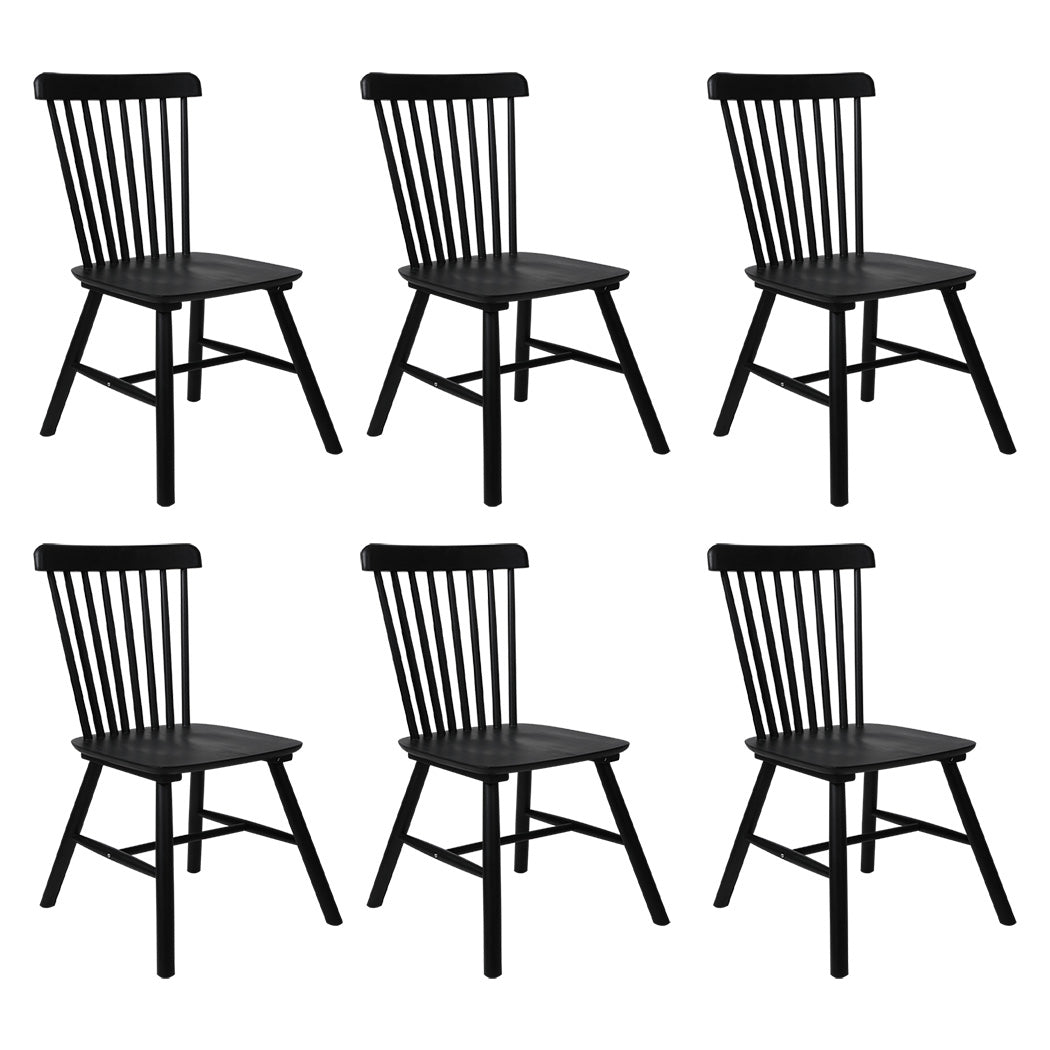 Levede 6x Dining Chairs Kitchen Winsor Black-1975420350149824512