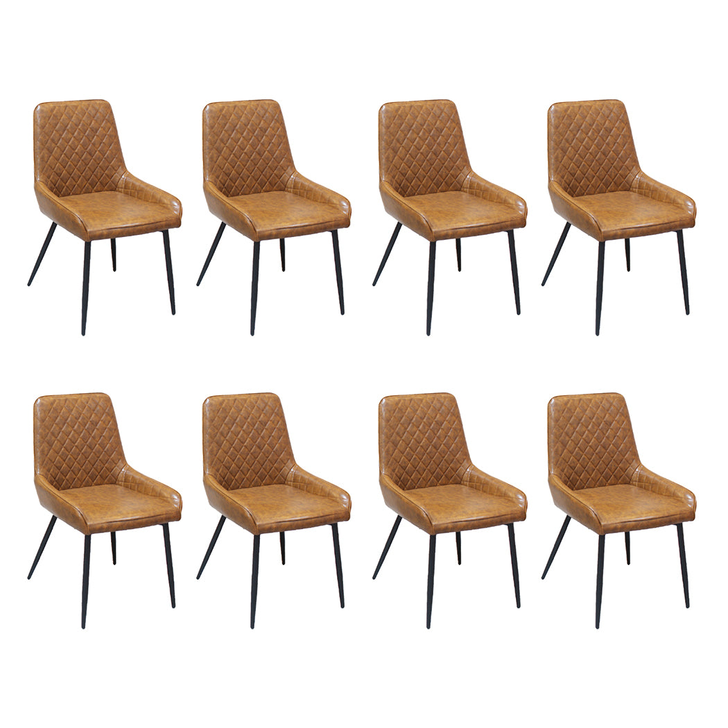 Dining Chairs x 8 Padded Seat PU Faux Leather-1975420364104273920
