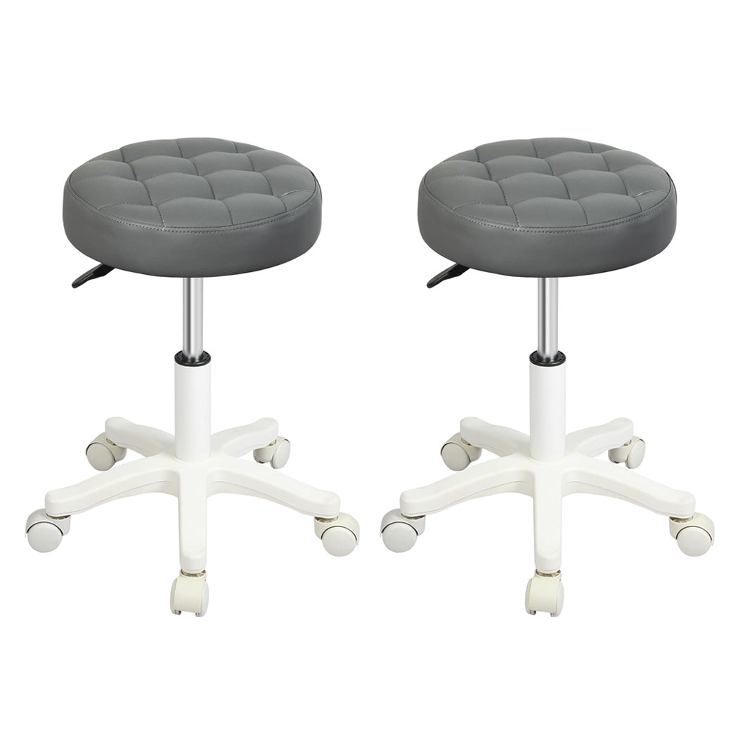 Levede 2x Rolling Bar Stool Swivel Salon SPA Chair Grey-1975420349612953600