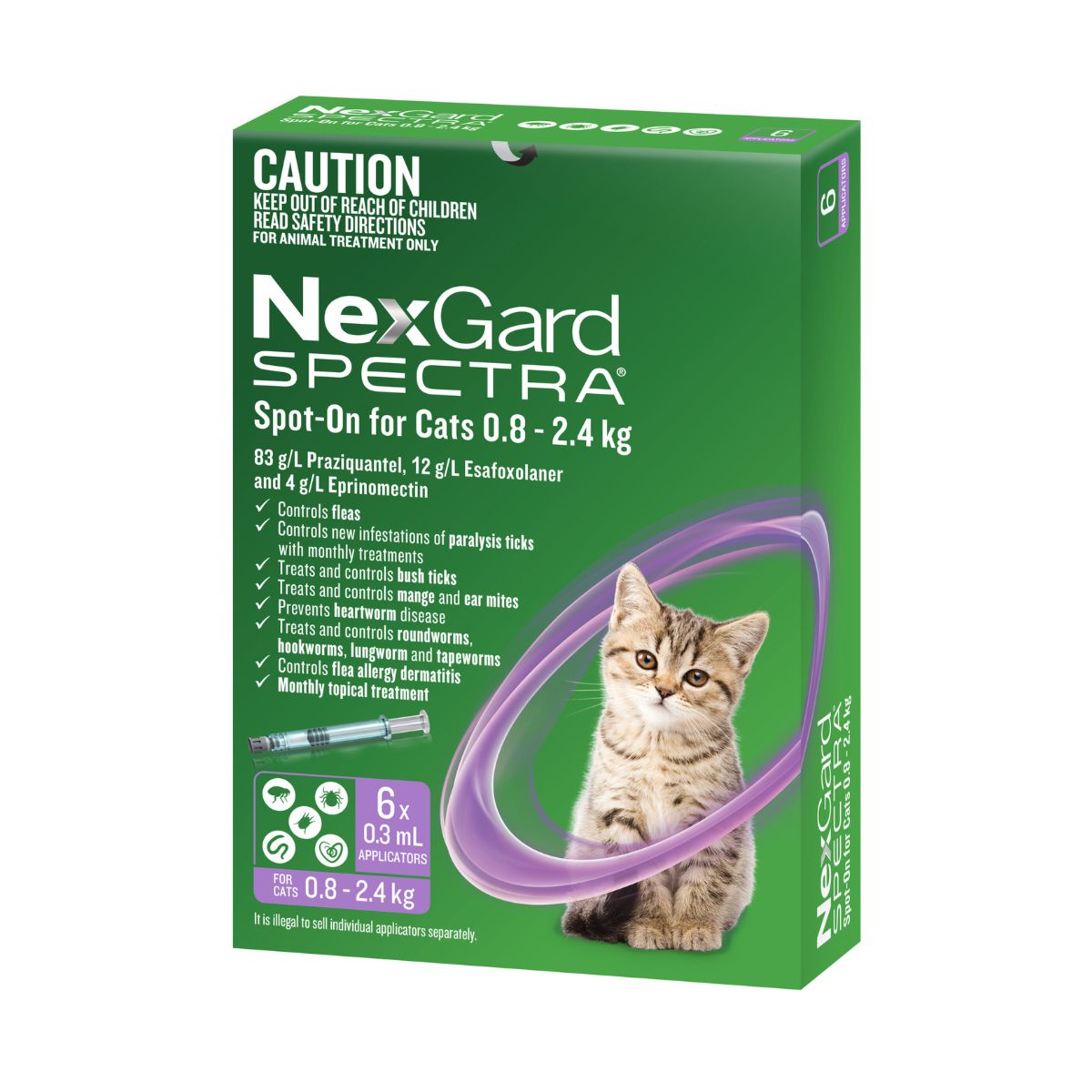 NexGard Spectra Spot-on Cats 0.8-2.4kg 6pk-1973193603744403456