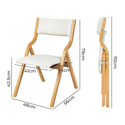 Levede 4x Dining Chairs Foldable PU Beige-1975420357871538178