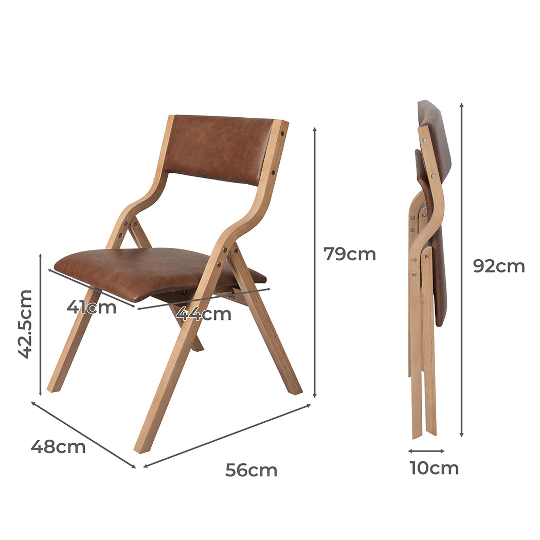 Levede 8x Dining Chairs Foldable PU Tan-1975420358932697090