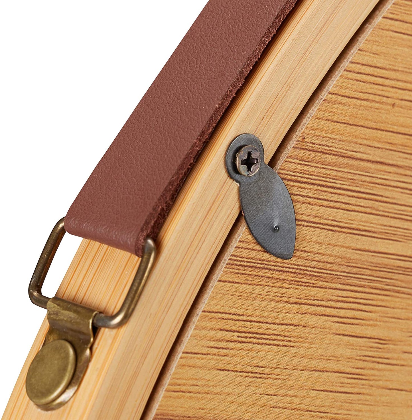 CARLA HOME Hanging Wall Mirror 38cm - Solid Bamboo Frame and Adjustable Leather Strap for Bathroom and Bedroom, Vanity Mirror, Makeup Mirror, Face Mirrors, Wall Shelf Mirror (Round 38 cm)-1978962234608586757