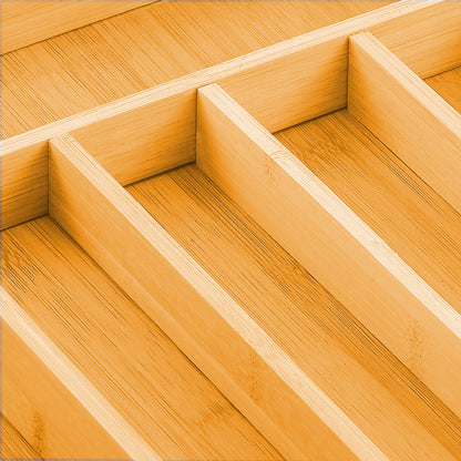 CARLA HOME Large Capacity Bamboo Expandable Drawer Organizer with Knife Block Holder for Home Kitchen Utensils-1978962235657162760