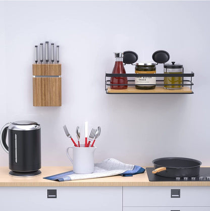 CARLA HOME  2 Pack Rectangular Bamboo Corner Shower Caddy Shelf Basket Rack with Premium Vacuum Suction Cup No-Drilling for Bathroom and Kitchen-1978962237536210946