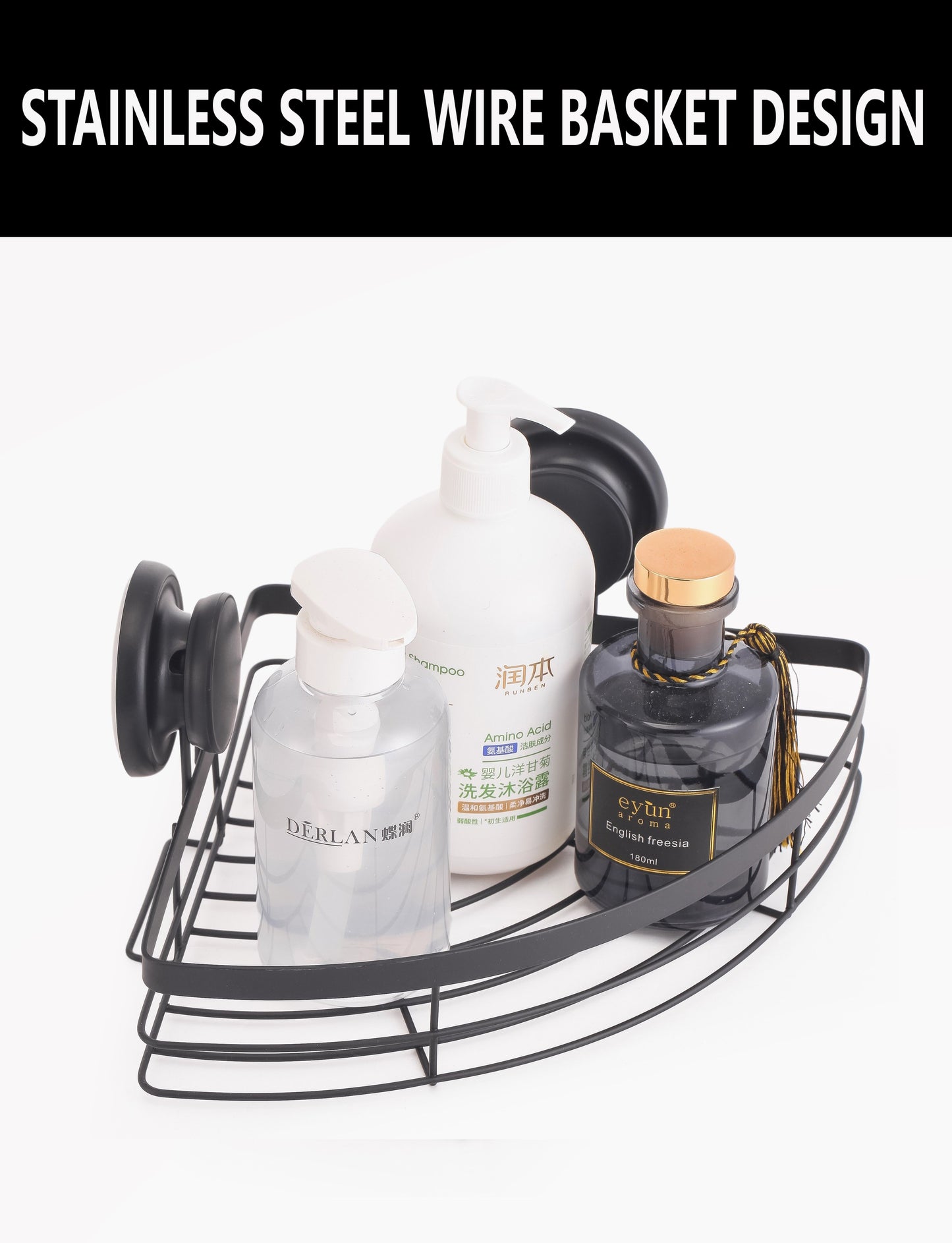 CARLA HOME  2 Pack Round Corner Shower Caddy Shelf Basket Rack with Premium Vacuum Suction Cup No-Drilling for Bathroom and Kitchen-1978962237745926146