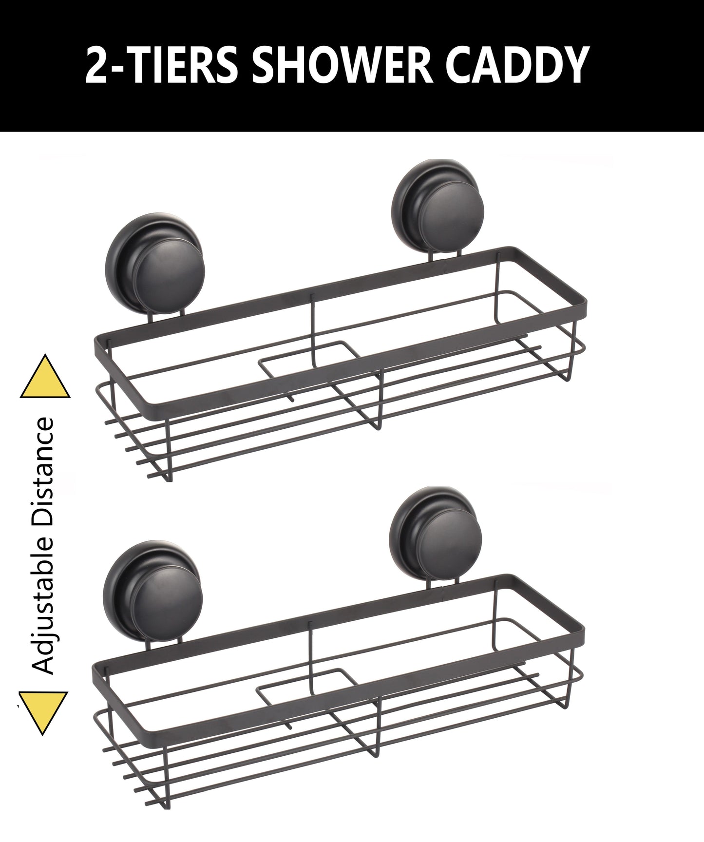 CARLA HOME  2 Pack Rectangular Corner Shower Caddy Shelf Basket Rack with Premium Vacuum Suction Cup No-Drilling for Bathroom and Kitchen-1978962237938864130