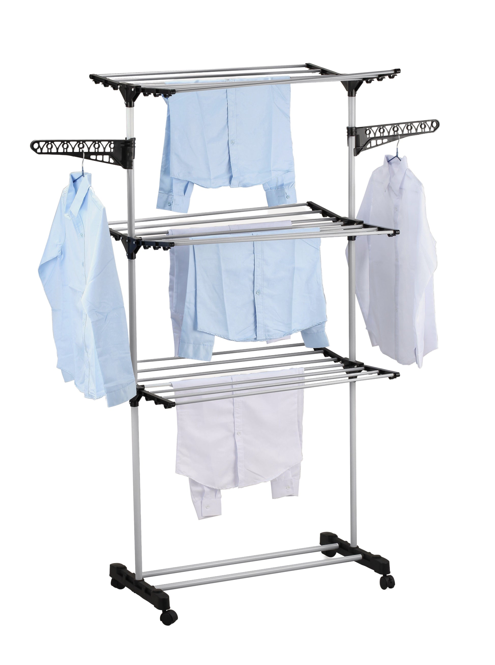 CARLA HOME Folding 3 Tier Clothes Laundry Drying Rack with Stainless Steel Tubes for Indoor & Outdoor Home-1978962238161162240