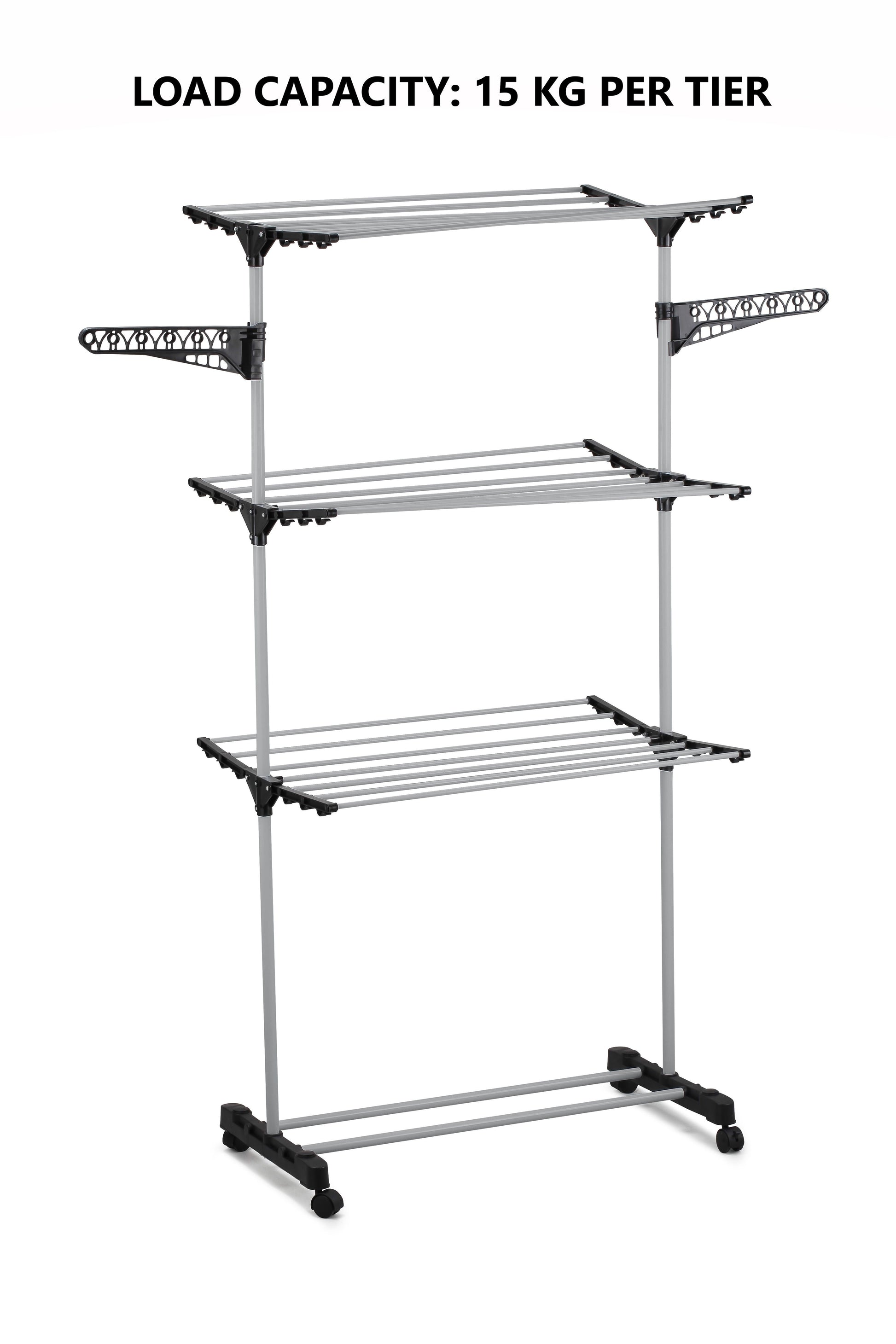 CARLA HOME Folding 3 Tier Clothes Laundry Drying Rack with Stainless Steel Tubes for Indoor & Outdoor Home-1978962238161162244
