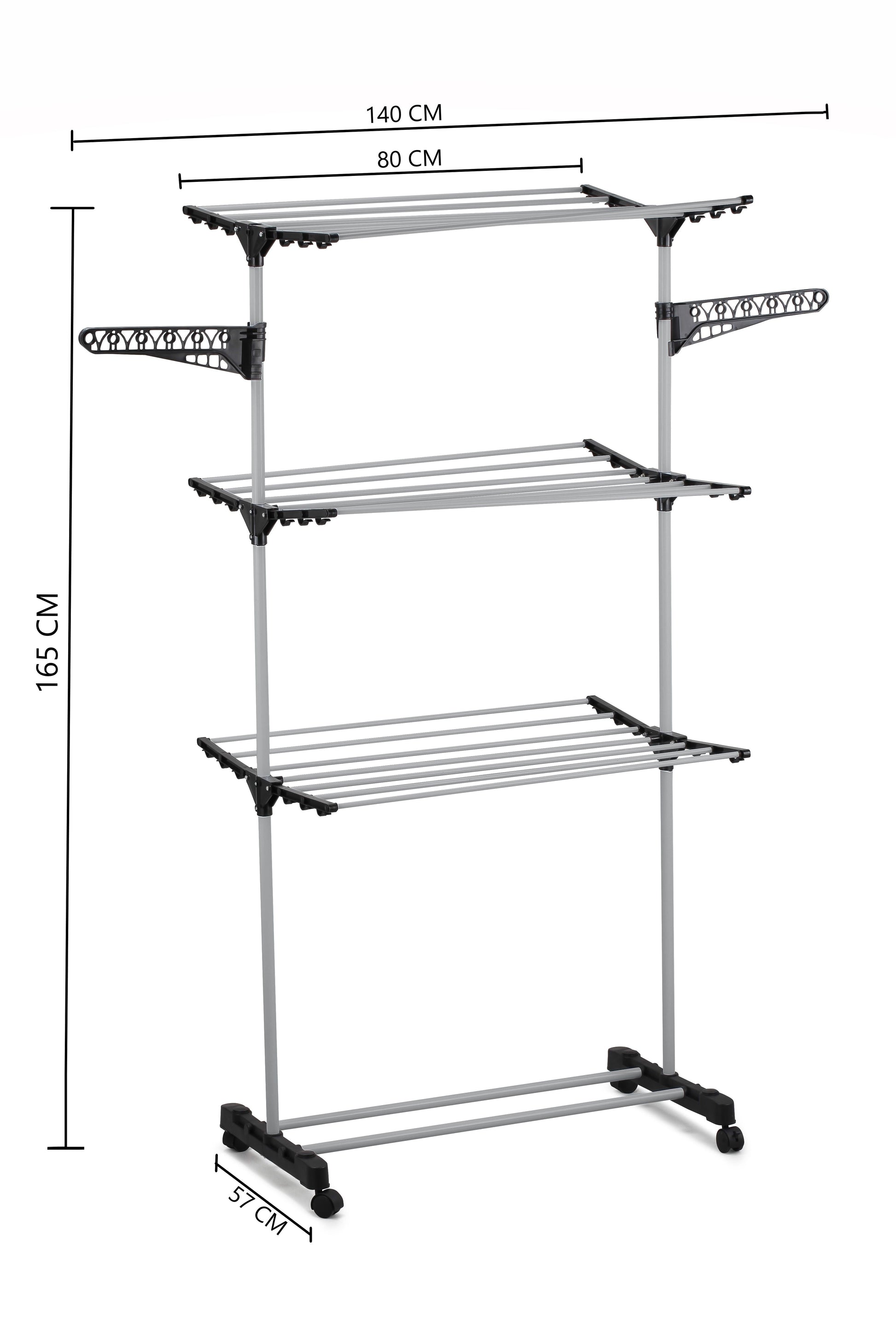 CARLA HOME Folding 3 Tier Clothes Laundry Drying Rack with Stainless Steel Tubes for Indoor & Outdoor Home-1978962238161162248