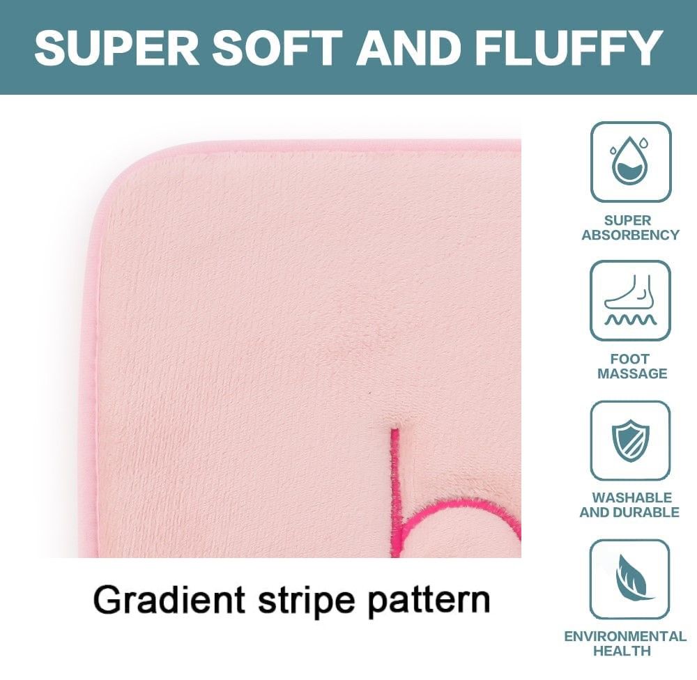 CARLA HOME Extra Thick Memory Foam & Super Comfort Bath Rug Mat for Bathroom (60 x 40 cm, Pink)-1978962238769336325