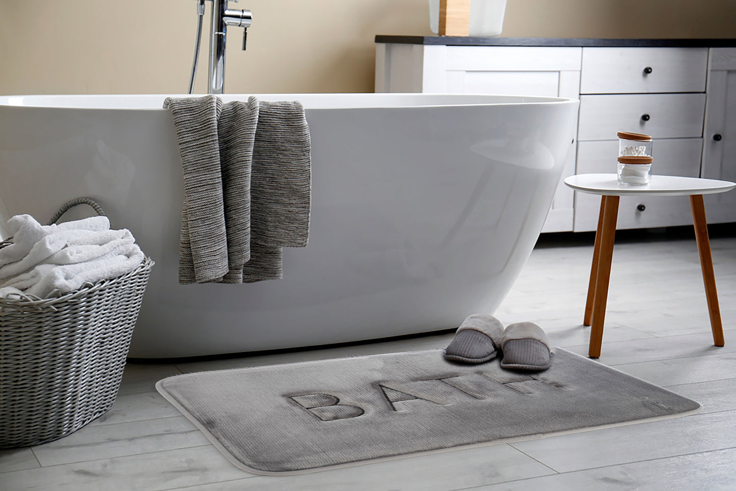 CARLA HOME Extra Thick Memory Foam & Super Comfort Bath Rug Mat for Bathroom (60 x 40 cm, Grey)-1978962238966468611