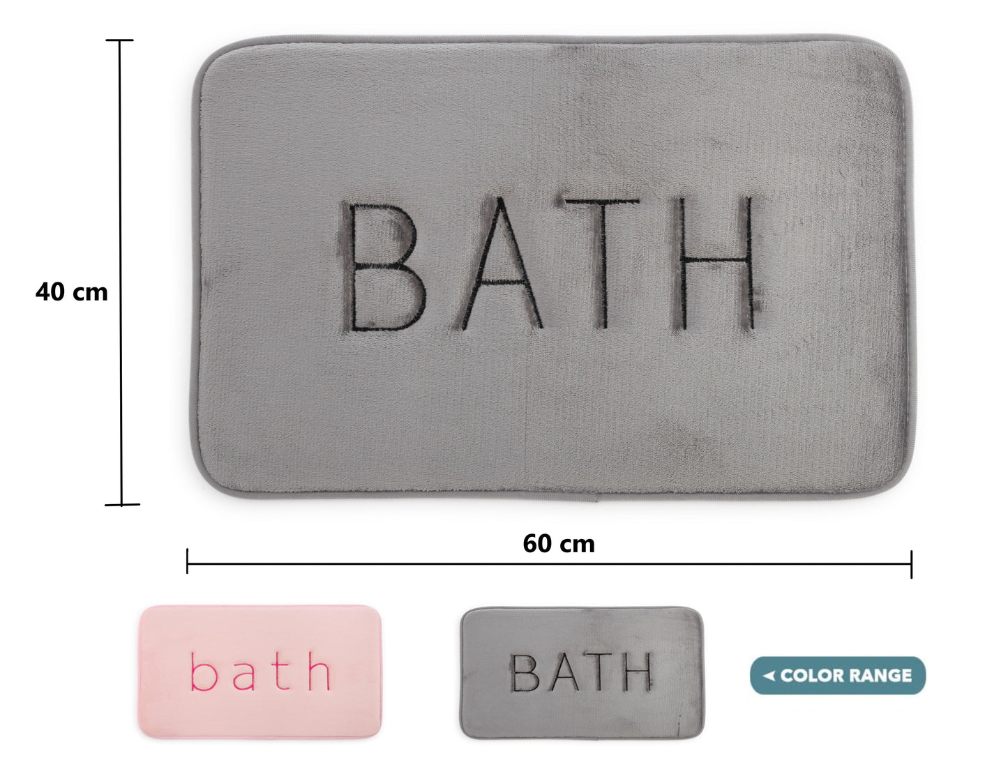 CARLA HOME Extra Thick Memory Foam & Super Comfort Bath Rug Mat for Bathroom (60 x 40 cm, Grey)-1978962238966468609