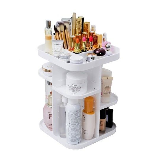 CARLA HOME 360 Rotating Large Capacity Makeup Organizer for Bedroom and Bathroom (White)-1978962239167795200