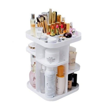 CARLA HOME 360 Rotating Large Capacity Makeup Organizer for Bedroom and Bathroom (White)-1978962239167795200
