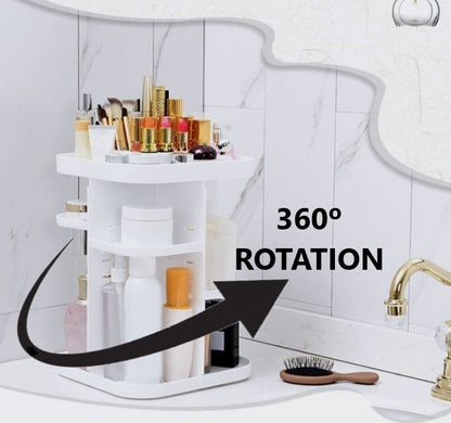 CARLA HOME 360 Rotating Large Capacity Makeup Organizer for Bedroom and Bathroom (White)-1978962239167795202