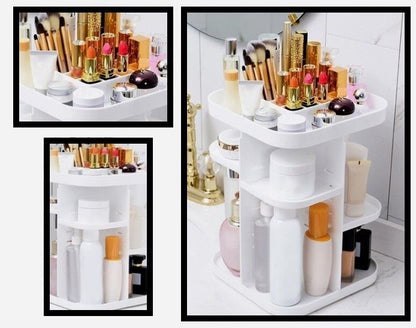 CARLA HOME 360 Rotating Large Capacity Makeup Organizer for Bedroom and Bathroom (White)-1978962239167795203