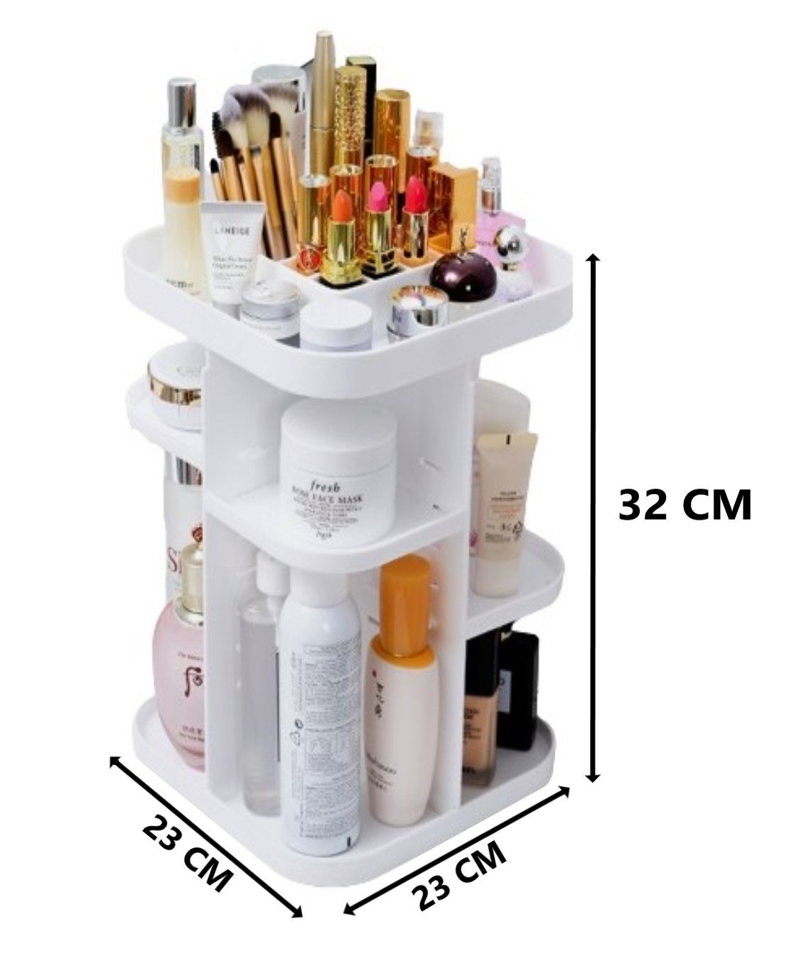 CARLA HOME 360 Rotating Large Capacity Makeup Organizer for Bedroom and Bathroom (White)-1978962239167795208