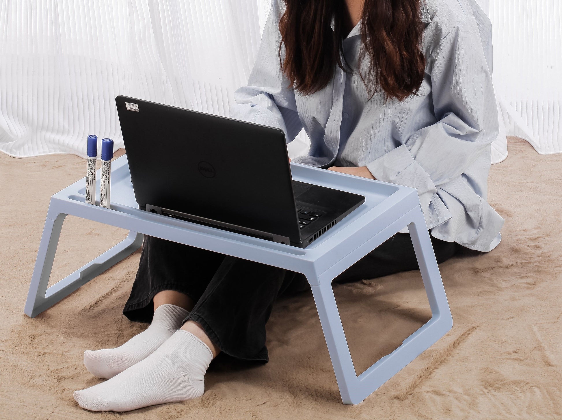 CARLA HOME Multifunction Laptop Bed Desk with foldable legs for Home Office (Blue)-1978962239998267394