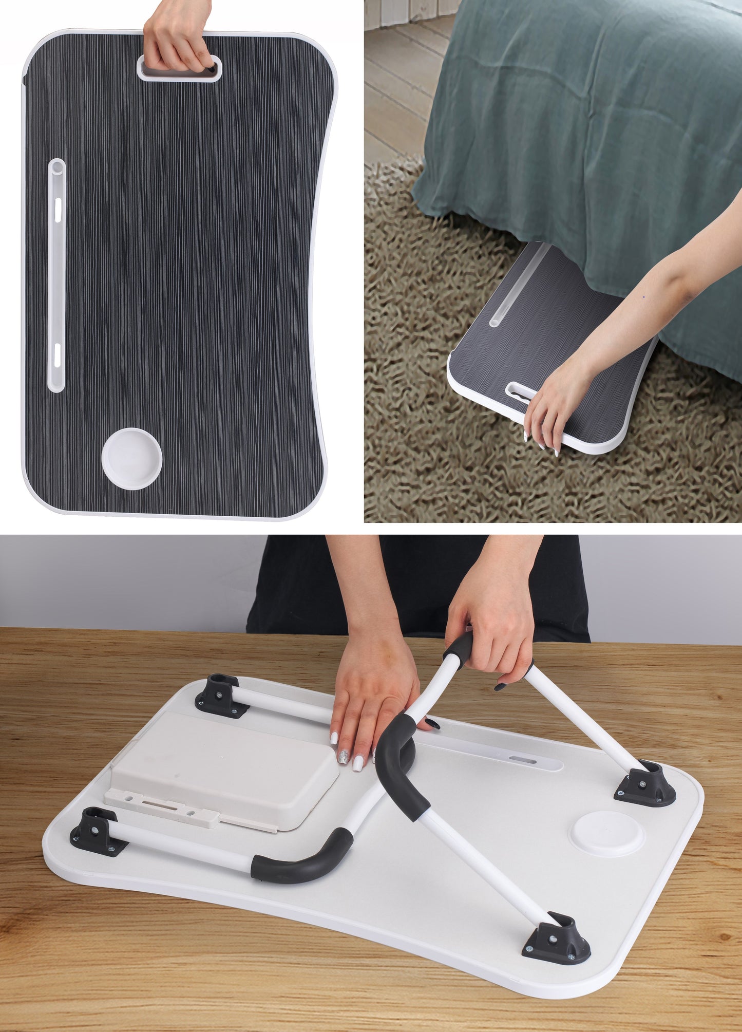 CARLA HOME Laptop Bed Desk with Storage and foldable legs for Adults, Kids & Home Office-1978962240417697799