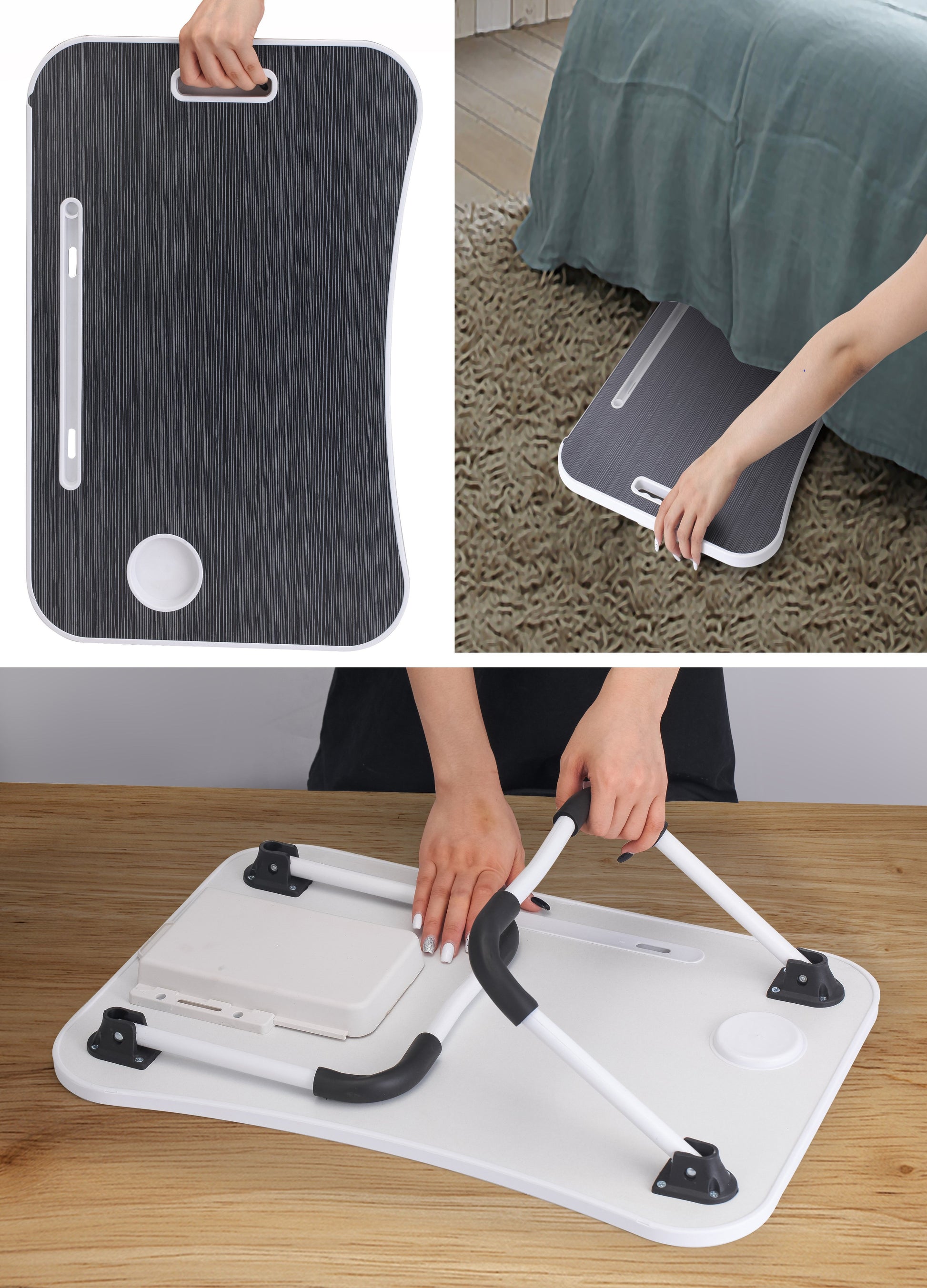 CARLA HOME Laptop Bed Desk with Storage and foldable legs for Adults, Kids & Home Office-1978962240417697799