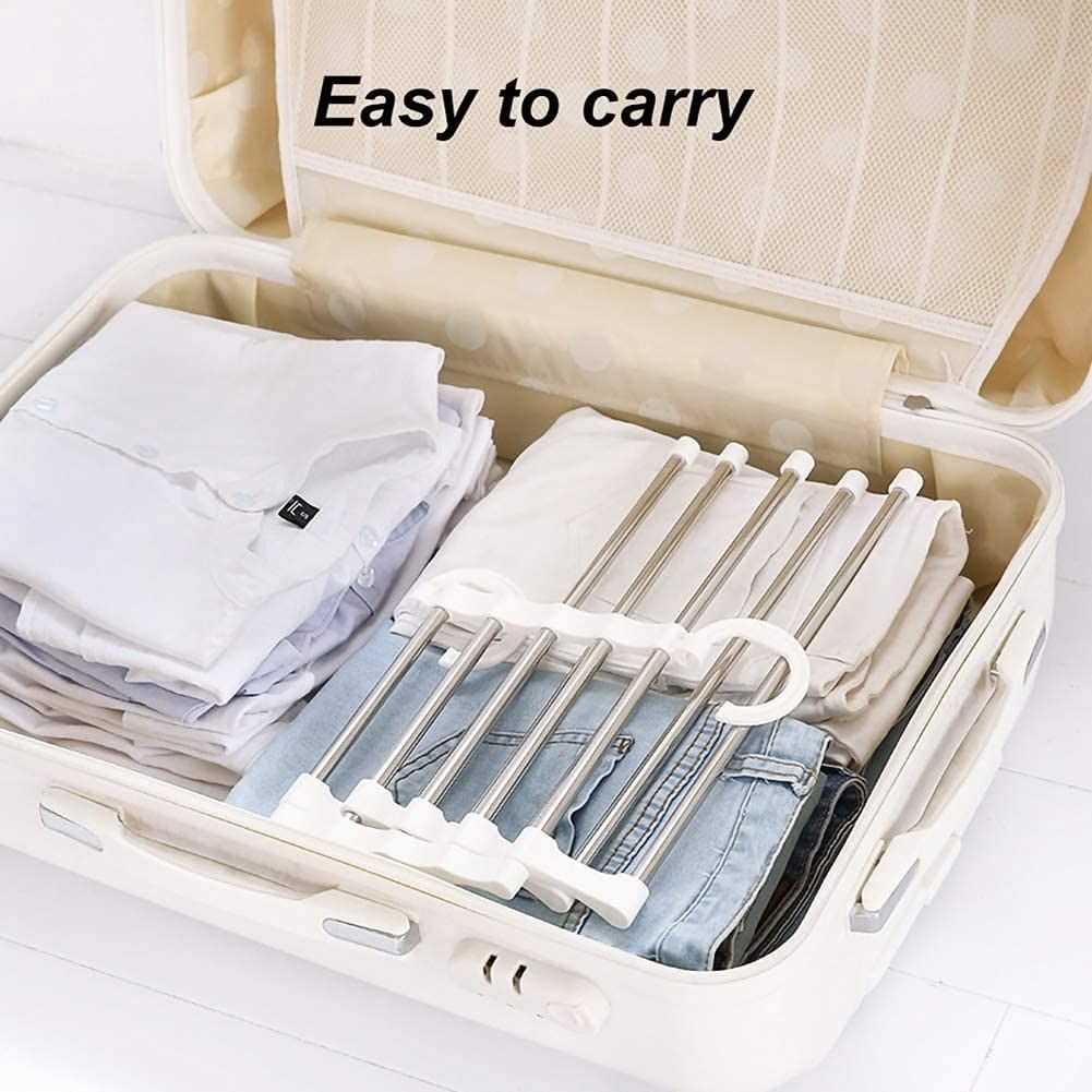 CARLA HOME  2 Pack Stainless Steel Adjustable 5 in 1 Pants Hangers Non-Slip Space Saving for Home Storage-1978962240623218692