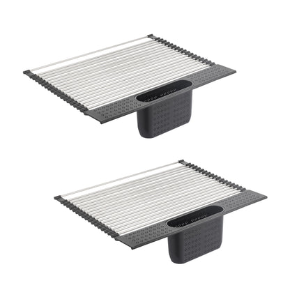 2 Pack Large Stainless Steel Roll Up Dish Drying Rack with Utensil Holder for Home Kitchen-1978962241332056064