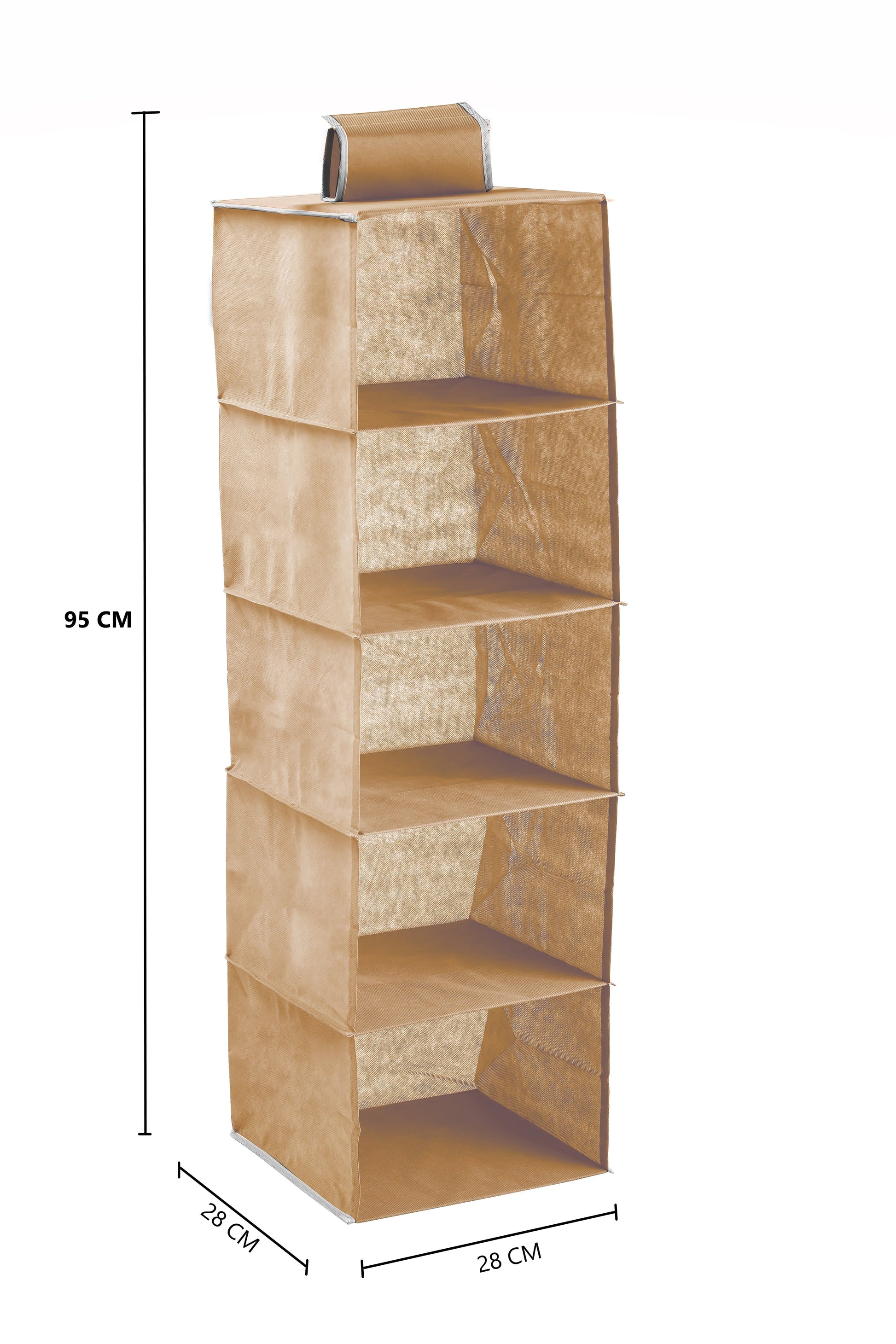 3 Pack 5-Tier Shelf Hanging Closet Organizer and Storage for Clothes (Beige)-1978962242703593480