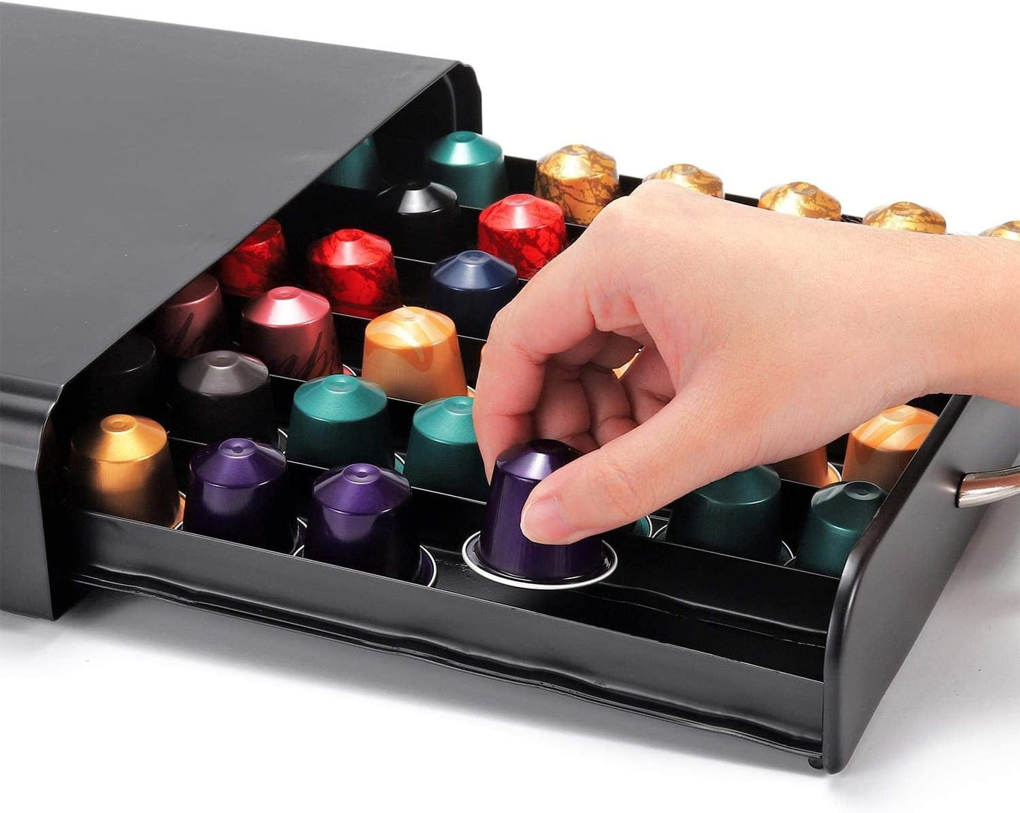 CARLA HOME Coffee Pods Holder Storage Drawer Compatible with 60 Nespresso Pods for Kitchen Storage & Organisation, Nespresso Pod Holder Coffee Machine for Home Storage (Black)-1978962244230320130