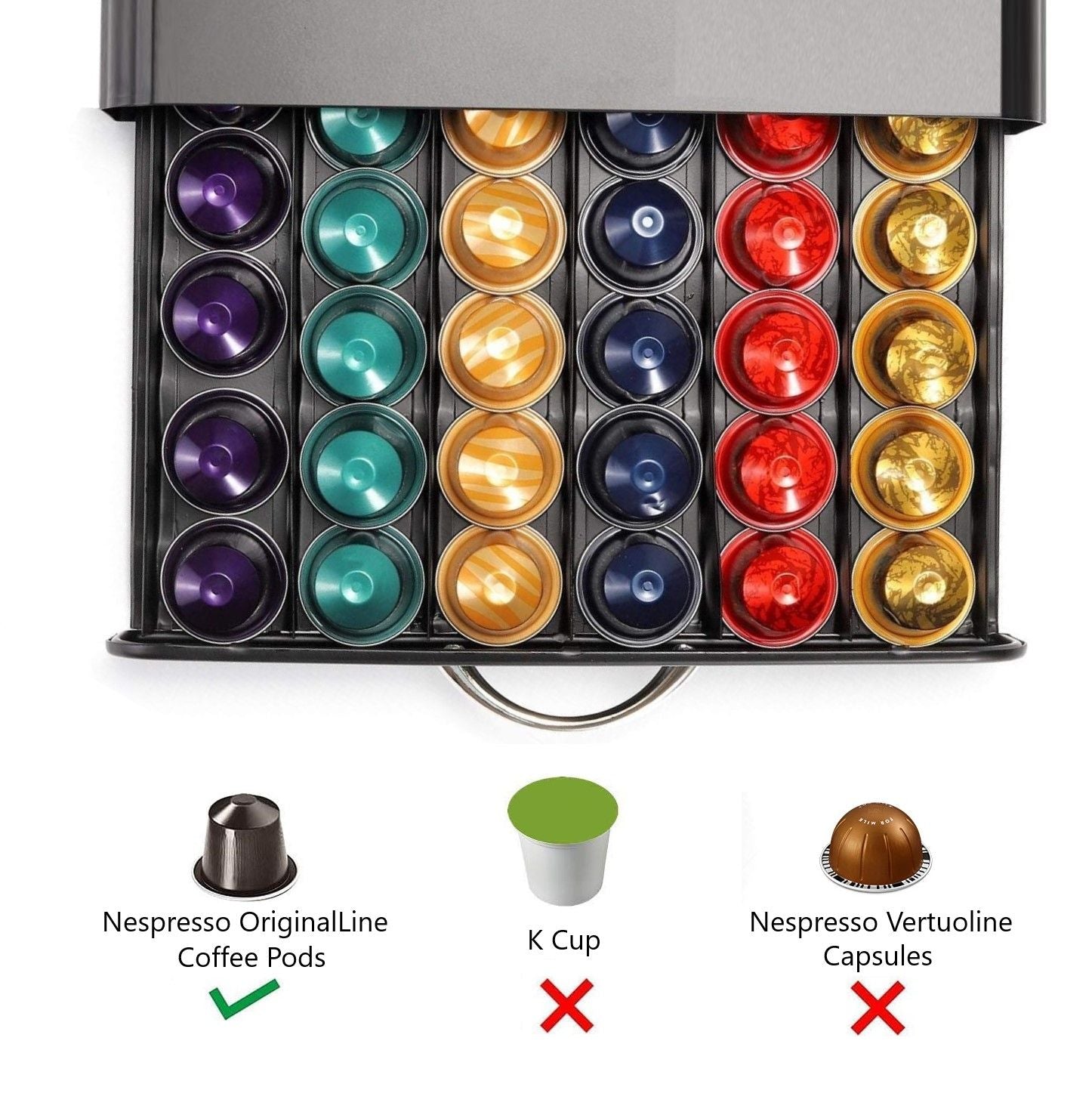 CARLA HOME Coffee Pods Holder Storage Drawer Compatible with 60 Nespresso Pods for Kitchen Storage & Organisation, Nespresso Pod Holder Coffee Machine for Home Storage (Black)-1978962244230320133